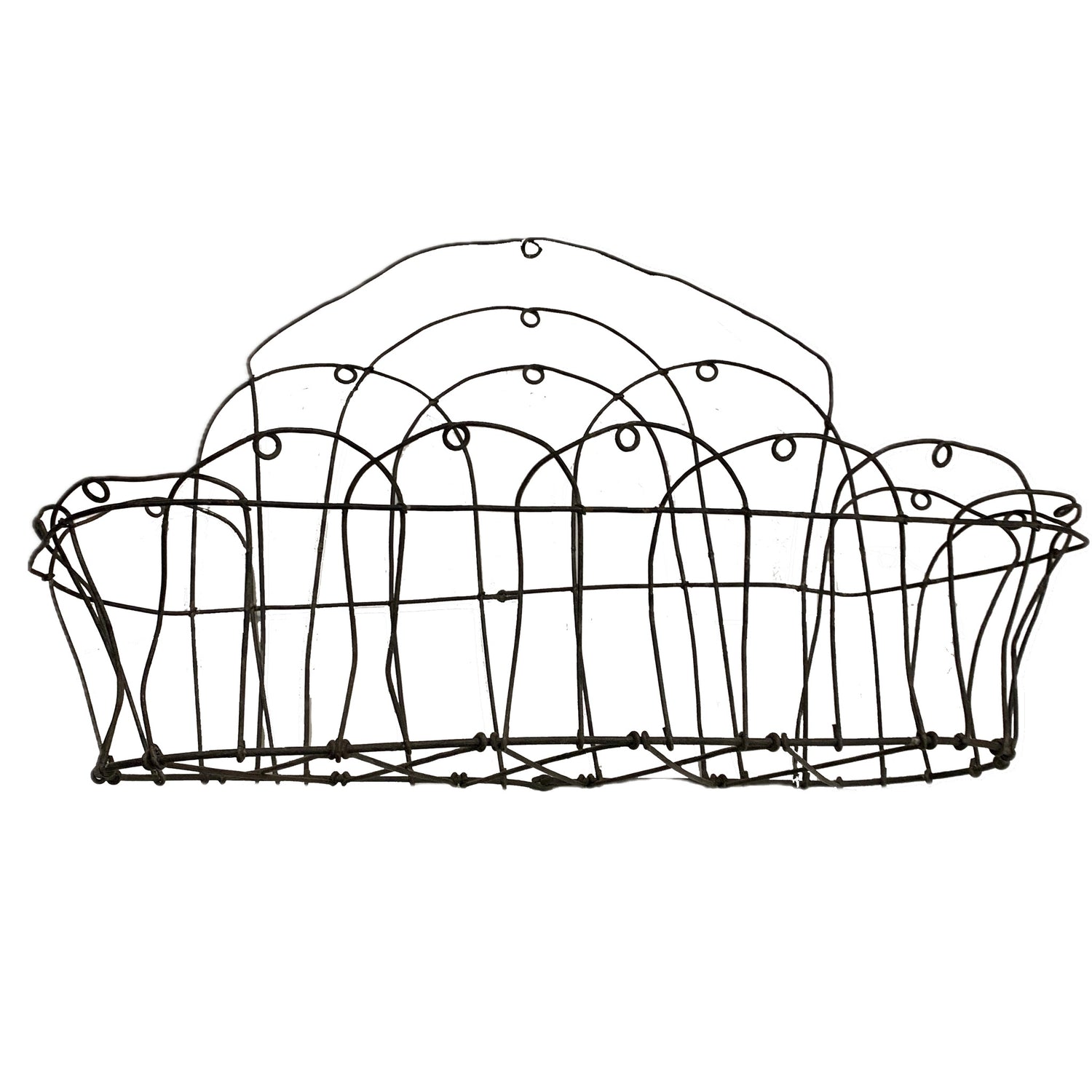 Antique Wire Hanging Basket, 15.5"w x 4"d x 11"h