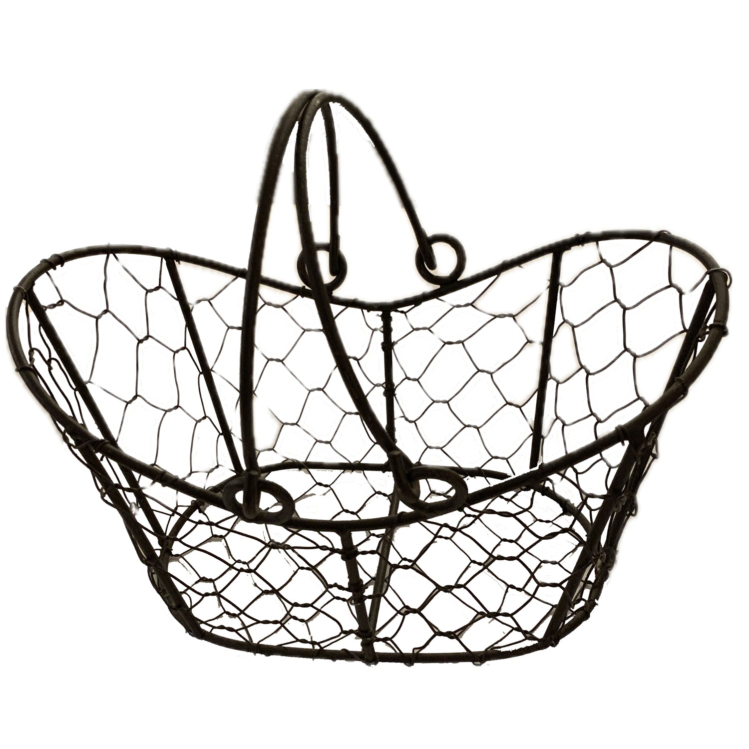 Vintage Wire Basket with Handles, 9"w x 5"d x 5"h