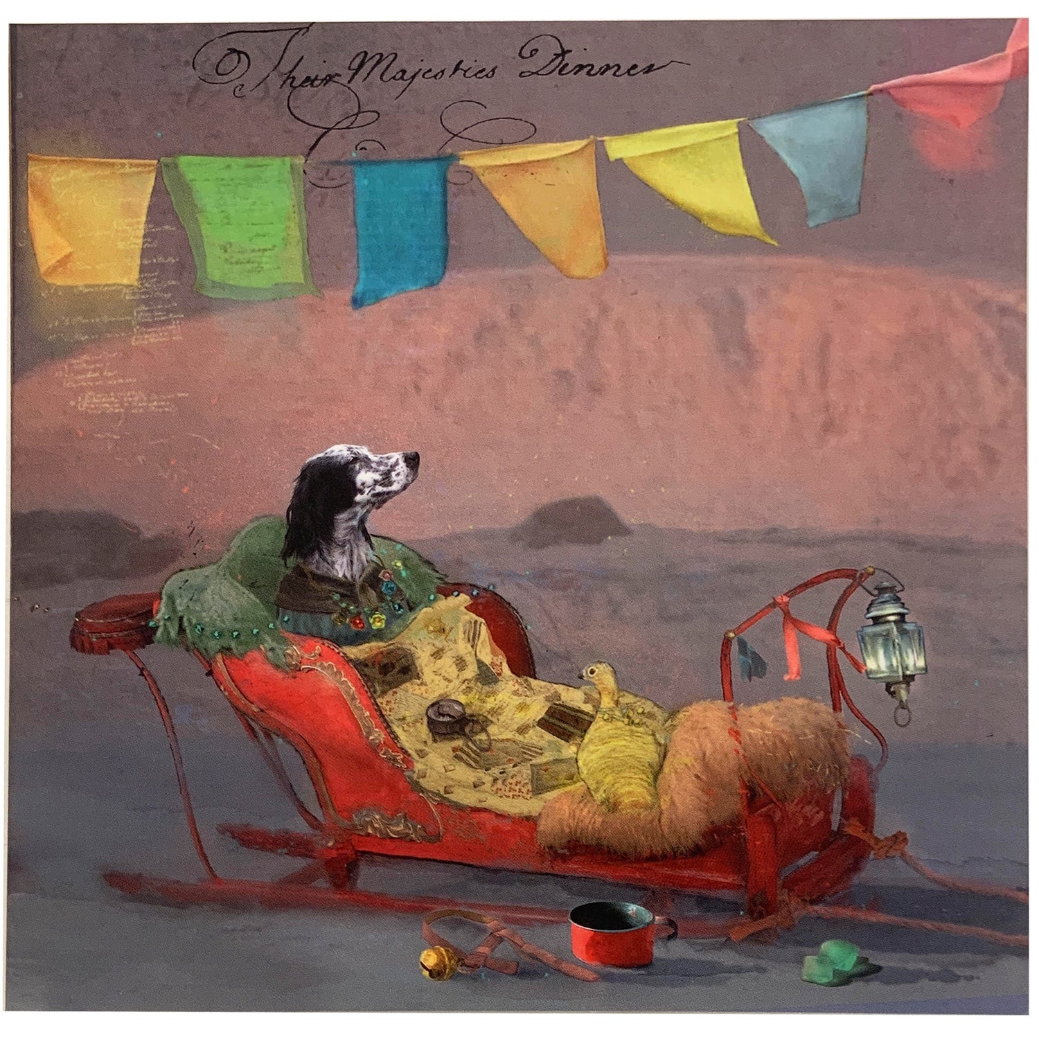 "Their Majesties Dinner",  Art Card Print by Norwegian Artist, 6"sq.
