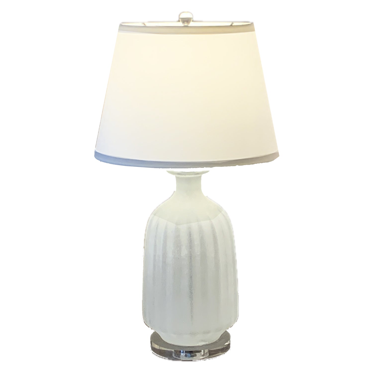 Vintage Frosted White Glass Lamp, 25"h