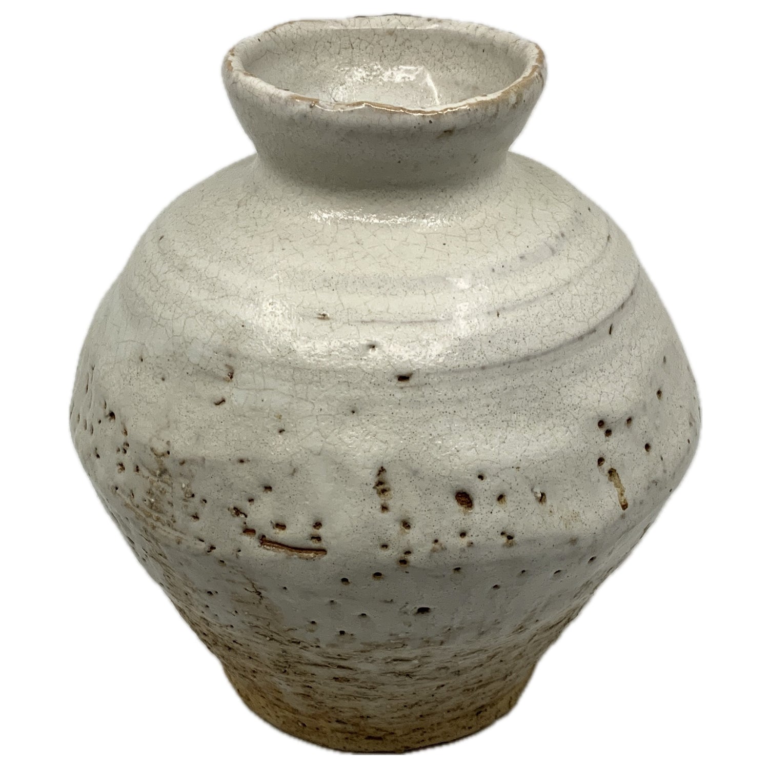 Vintage Artisan Stoneware Vase with White Speckled Glaze