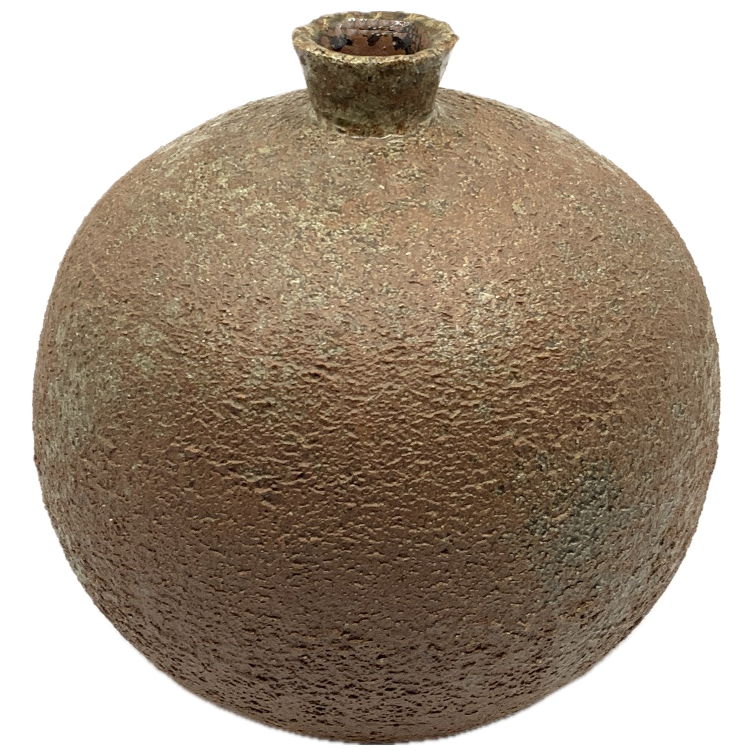Vintage Japanese Rough Textured Brown Pottery Vase