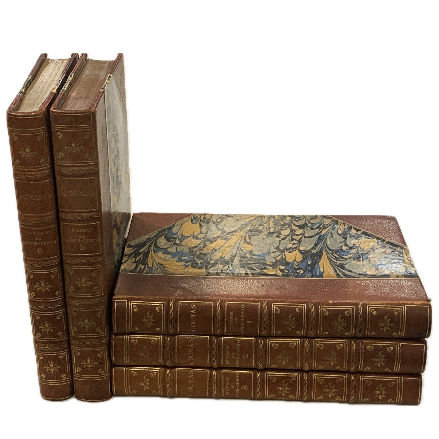 Antique Leather & Marblized Dumas Book