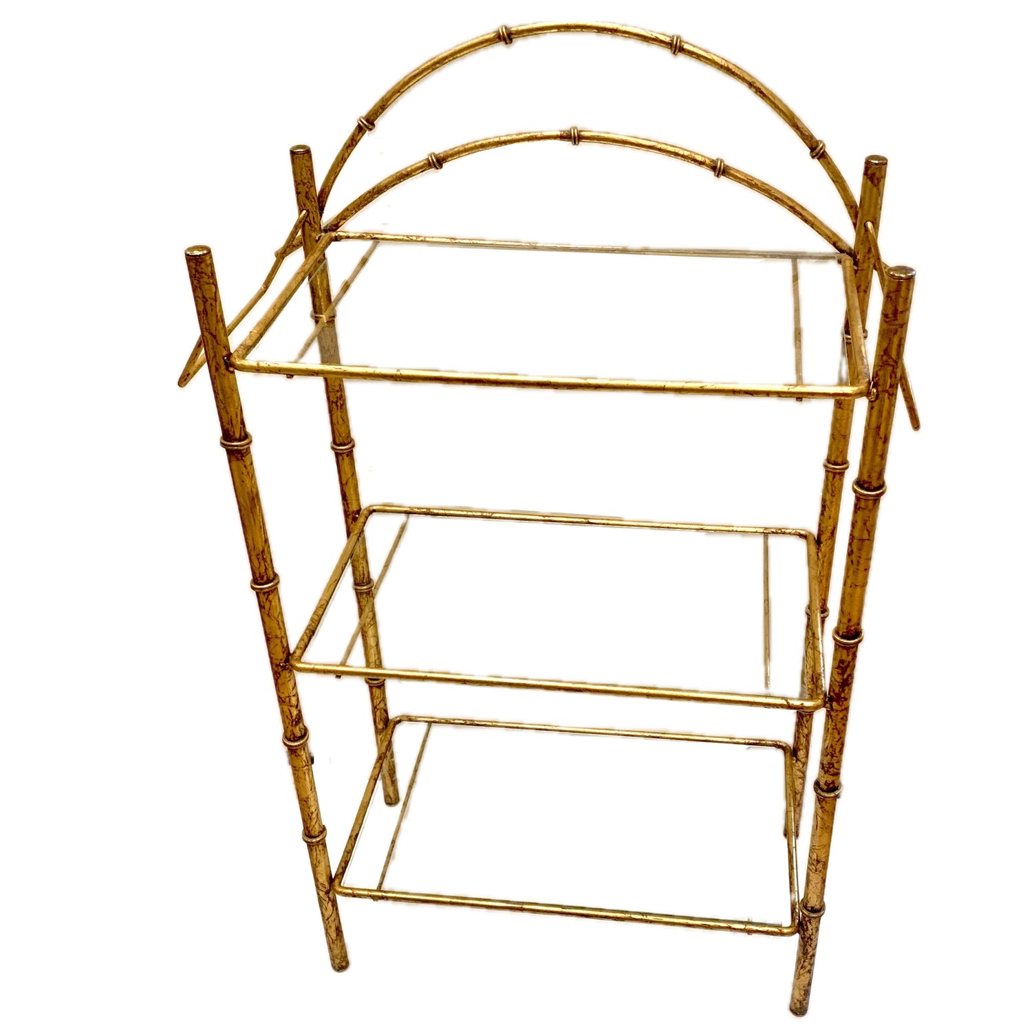 Vintage Gilt Iron Bamboo Etagere