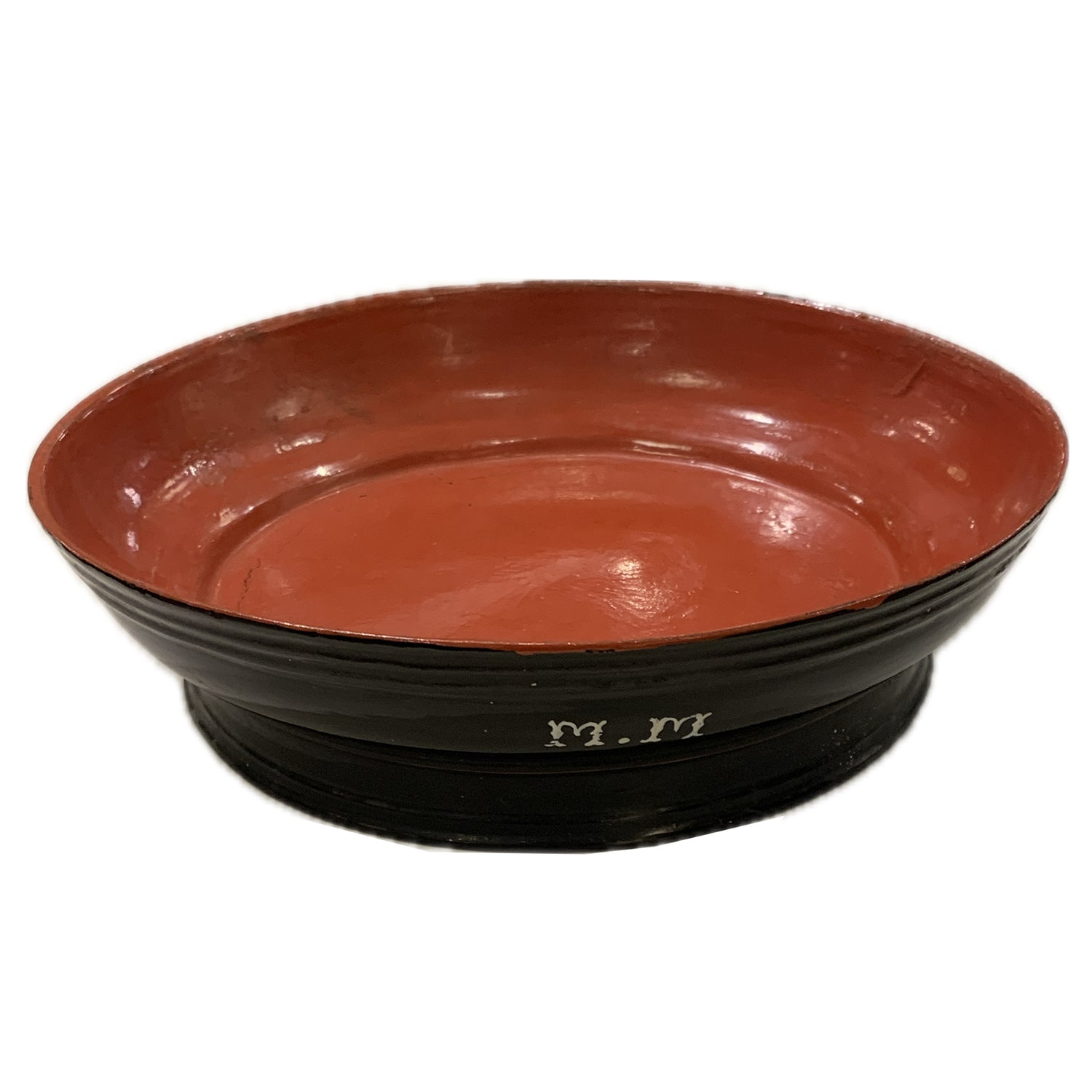 Vintage Red & Black Lacquered Bowl, Burmese, 10"dia.