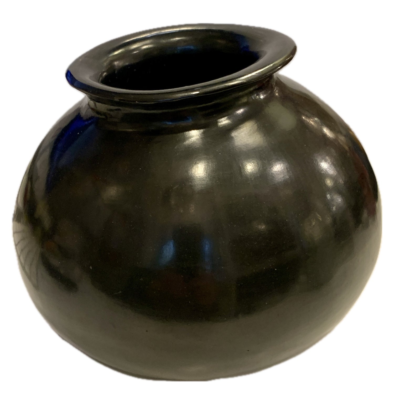 Pueblo Blackware Olla Round Bottom Pot, ca. 1920