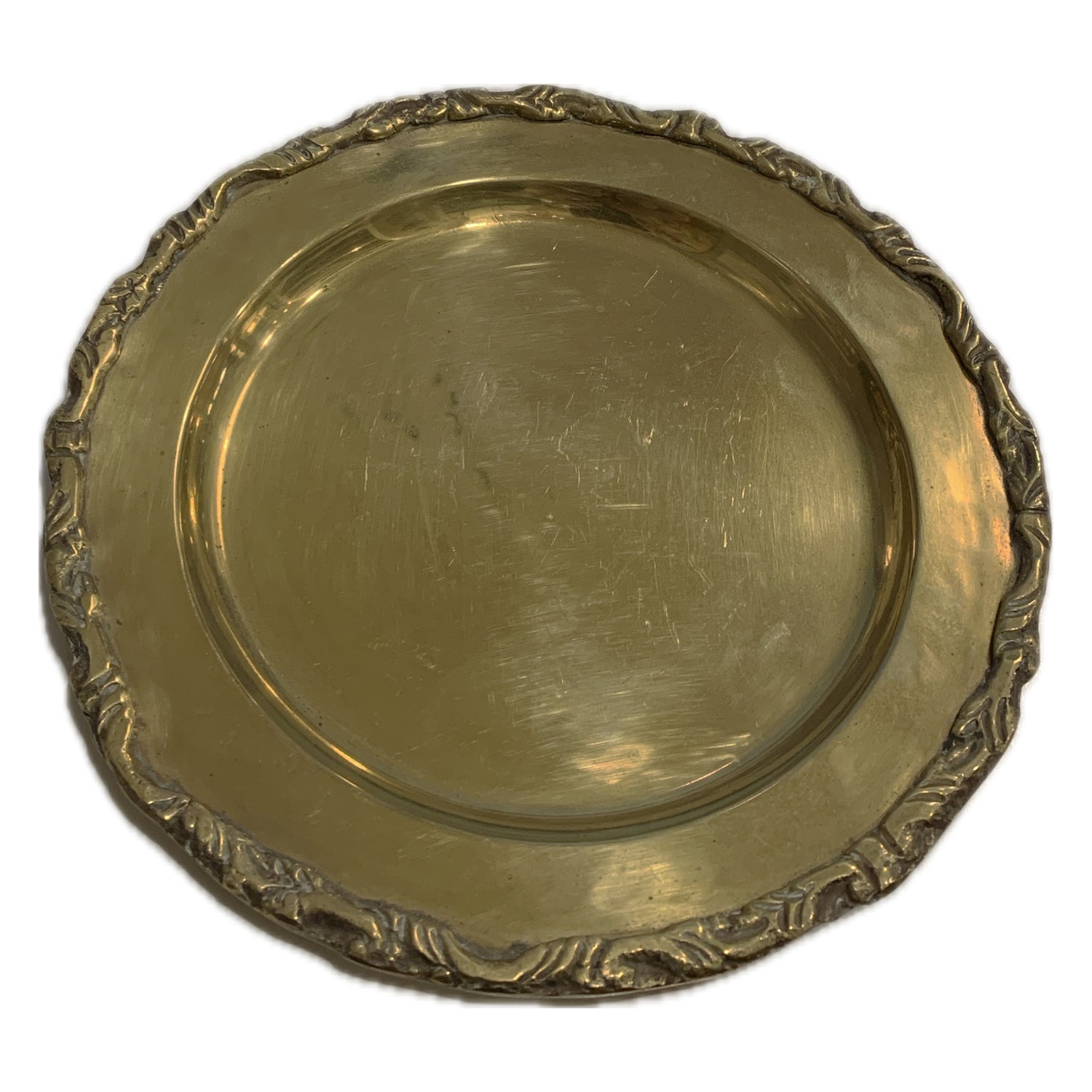 Vintage Round Brass Tray, 6.5"dia