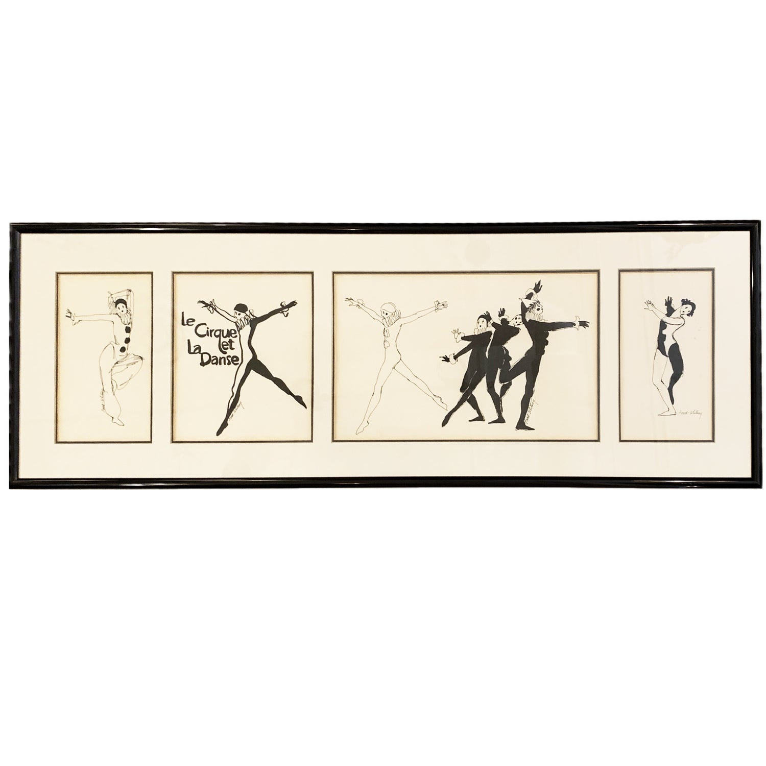 "Le Cirque et la Danse", Vintage frames Ink Drawings, Anna Whitney