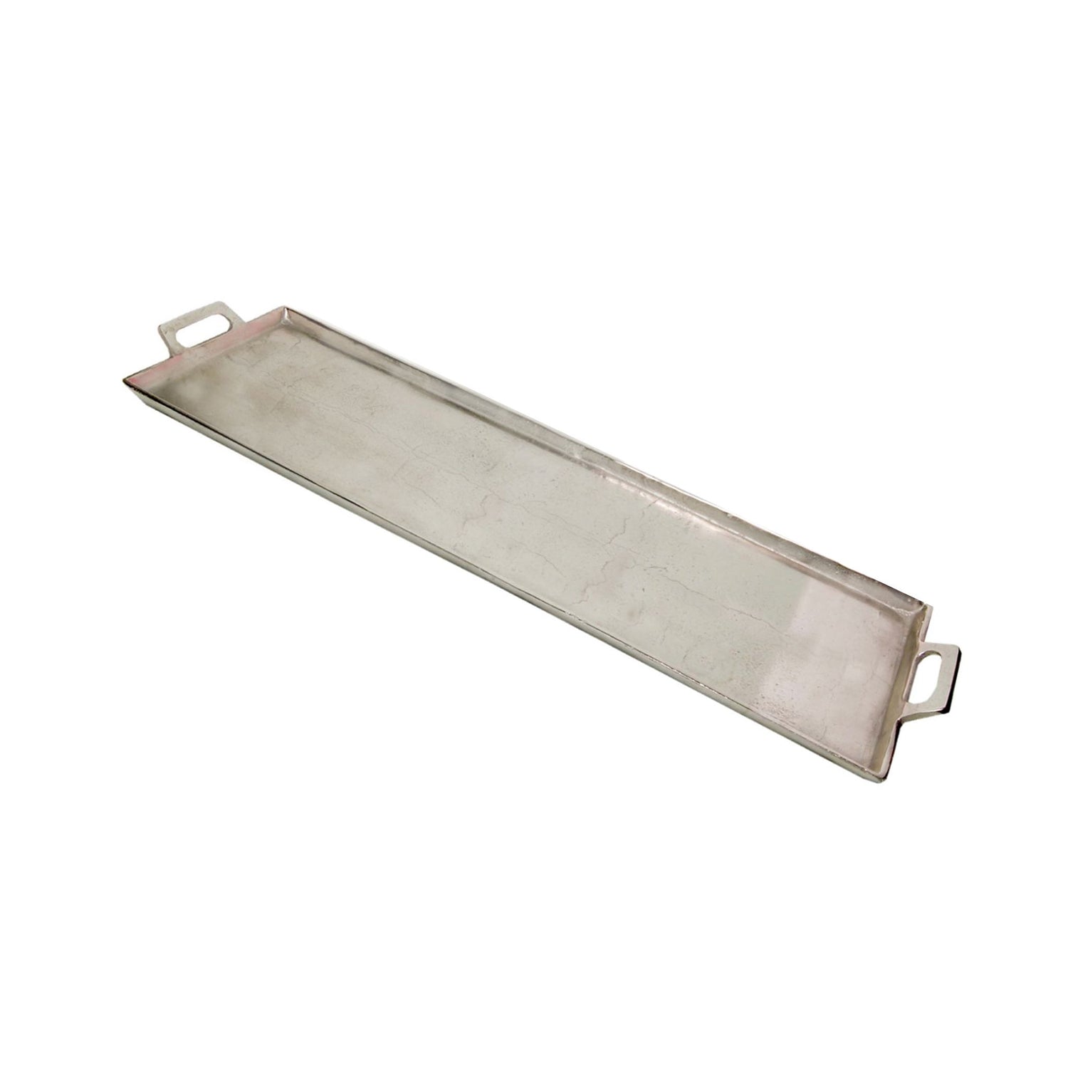 Rectangular Raw Nickel-Finished Aluminum Tray with Handles, 11.5" x 20"