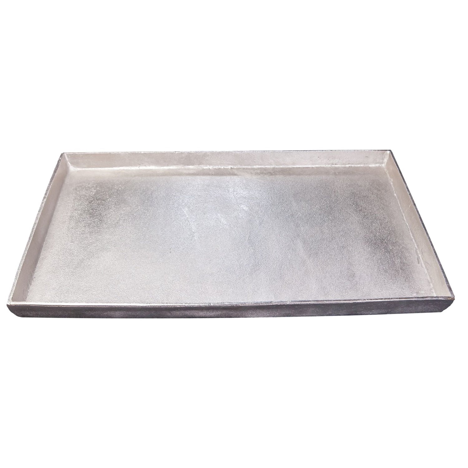 Large Cast Aluminum Rectangular Tray with Antique Nickel Finish, 28"w x 18"d