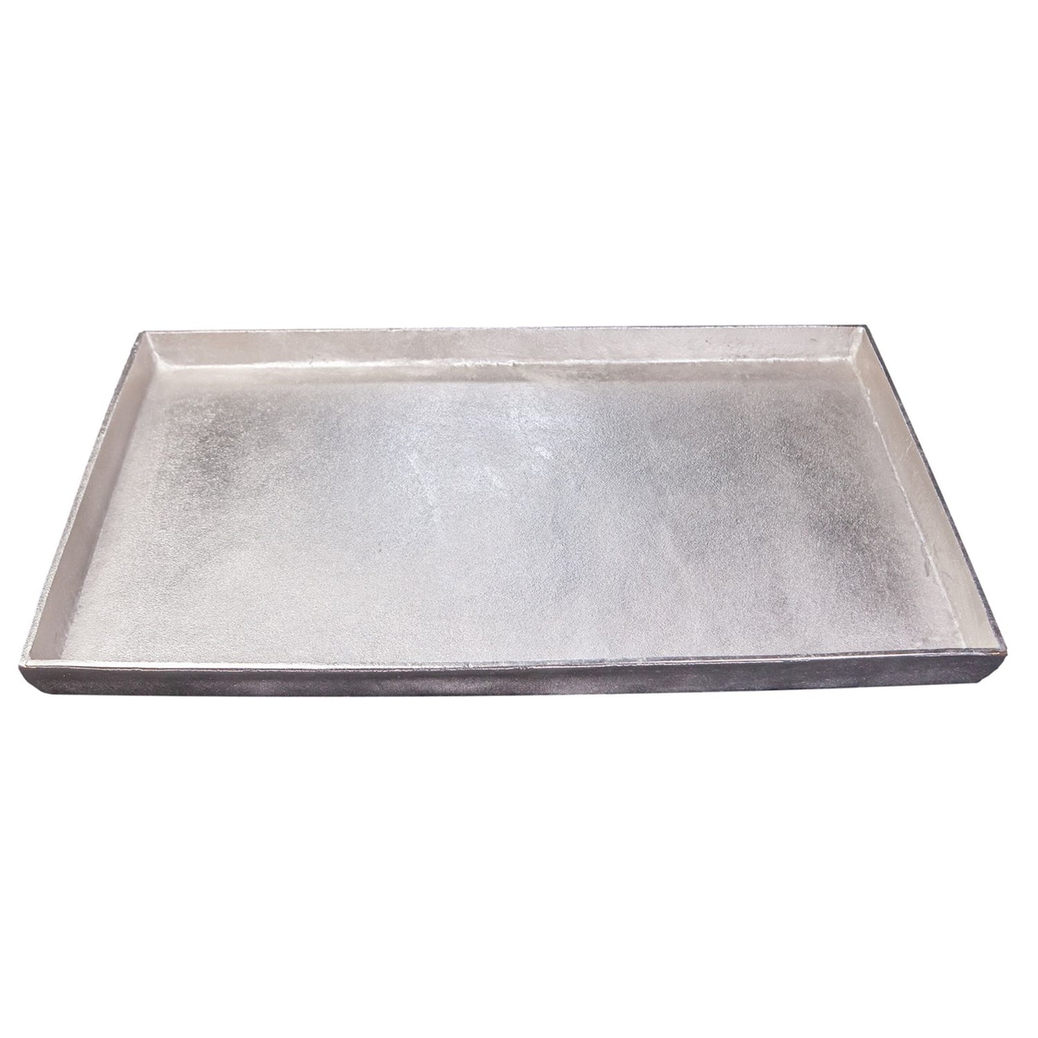 Cast Aluminum Rectangular Tray with Antique Nickel Finish, 18"w x 14"d