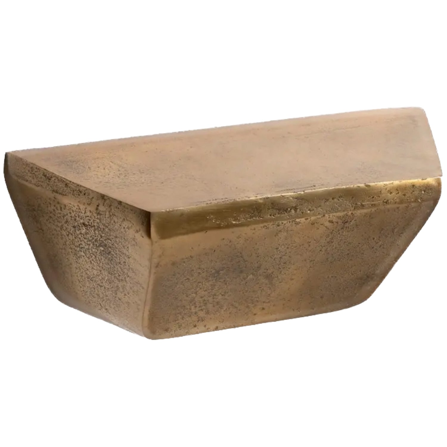 Antiqued Brass Finished Aluminum Wall Shelf, 12.5"/8.5"w x 5"d x 5"h
