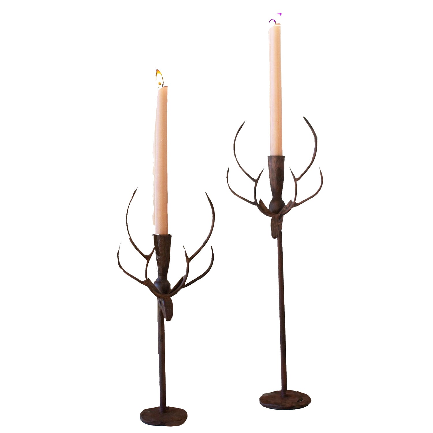 Forged Rustic brass Deer Candle Holder, each