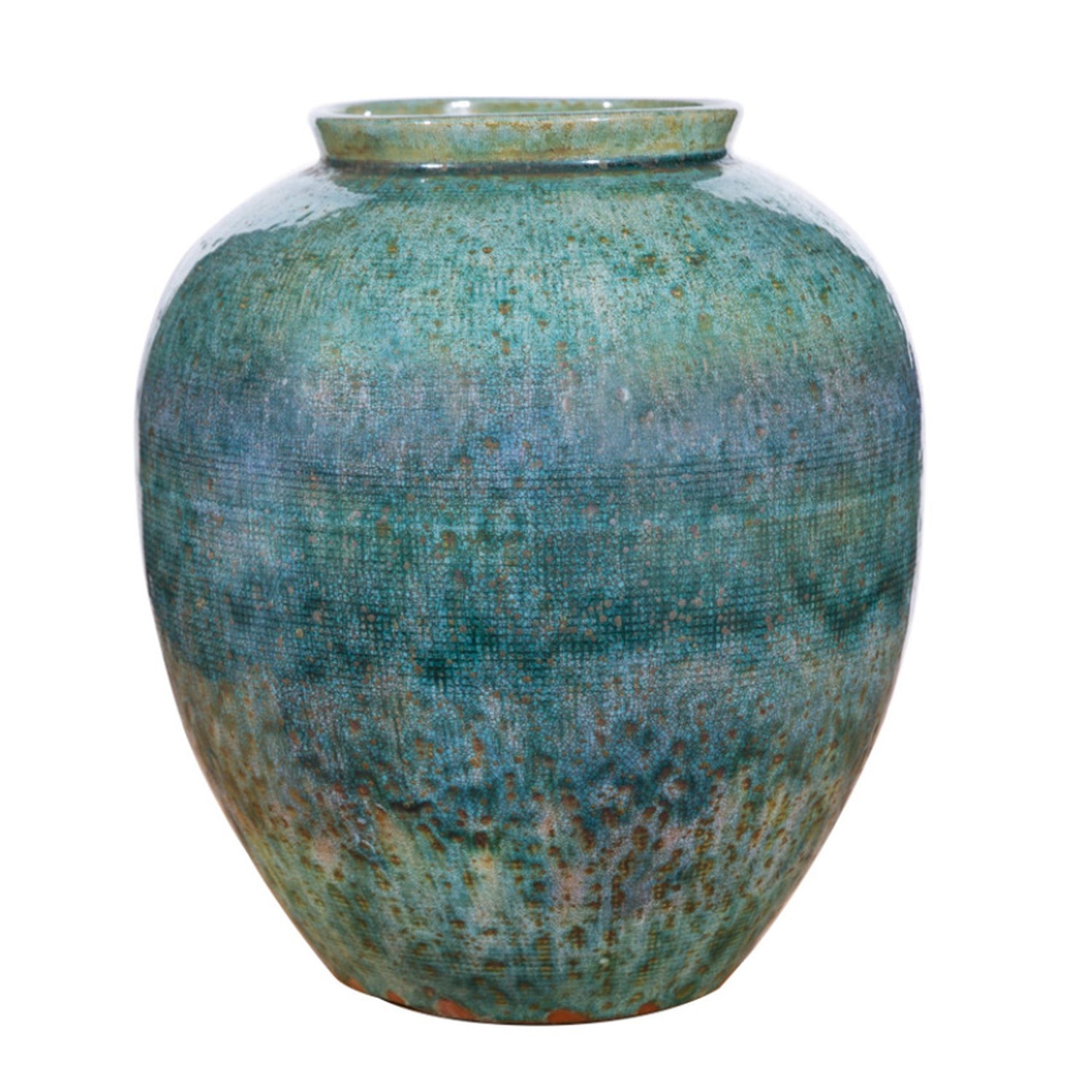 Green Glazed Speckled Jar, 11.5"h