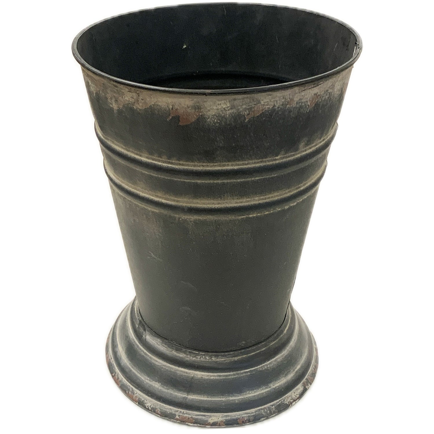 Footed Metal Flower Bucket, 12"h