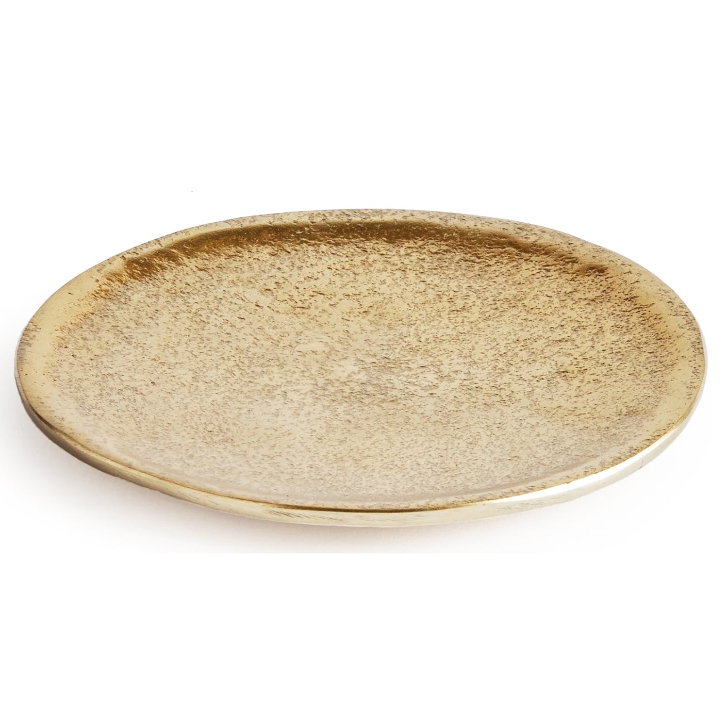 Gold Finished Cast Aluminum Round Tray, 6"dia