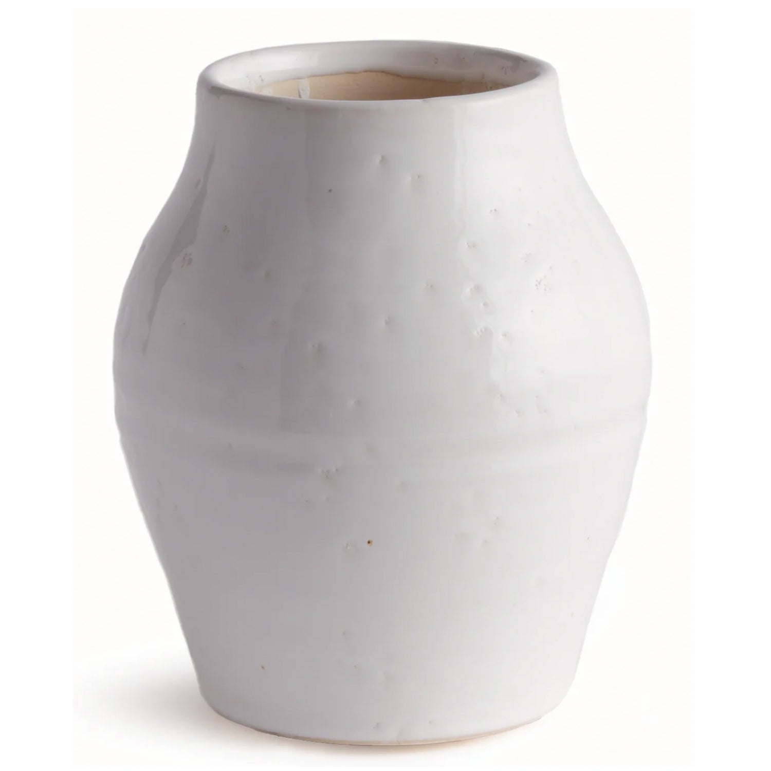 Rustic White Glazed Vase, 6"dia x 7.25"h