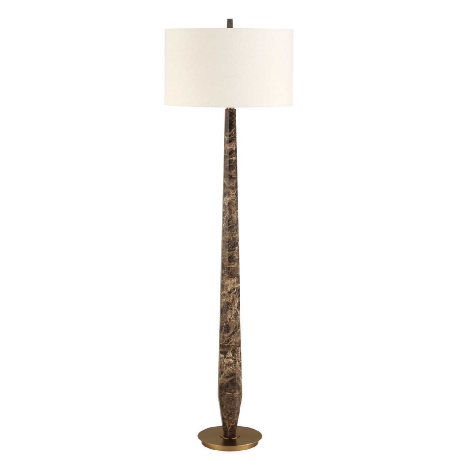 Emperador Brown Marble Floor Lamp with Brass Accents, 66"h, 150 watt; 3-way
