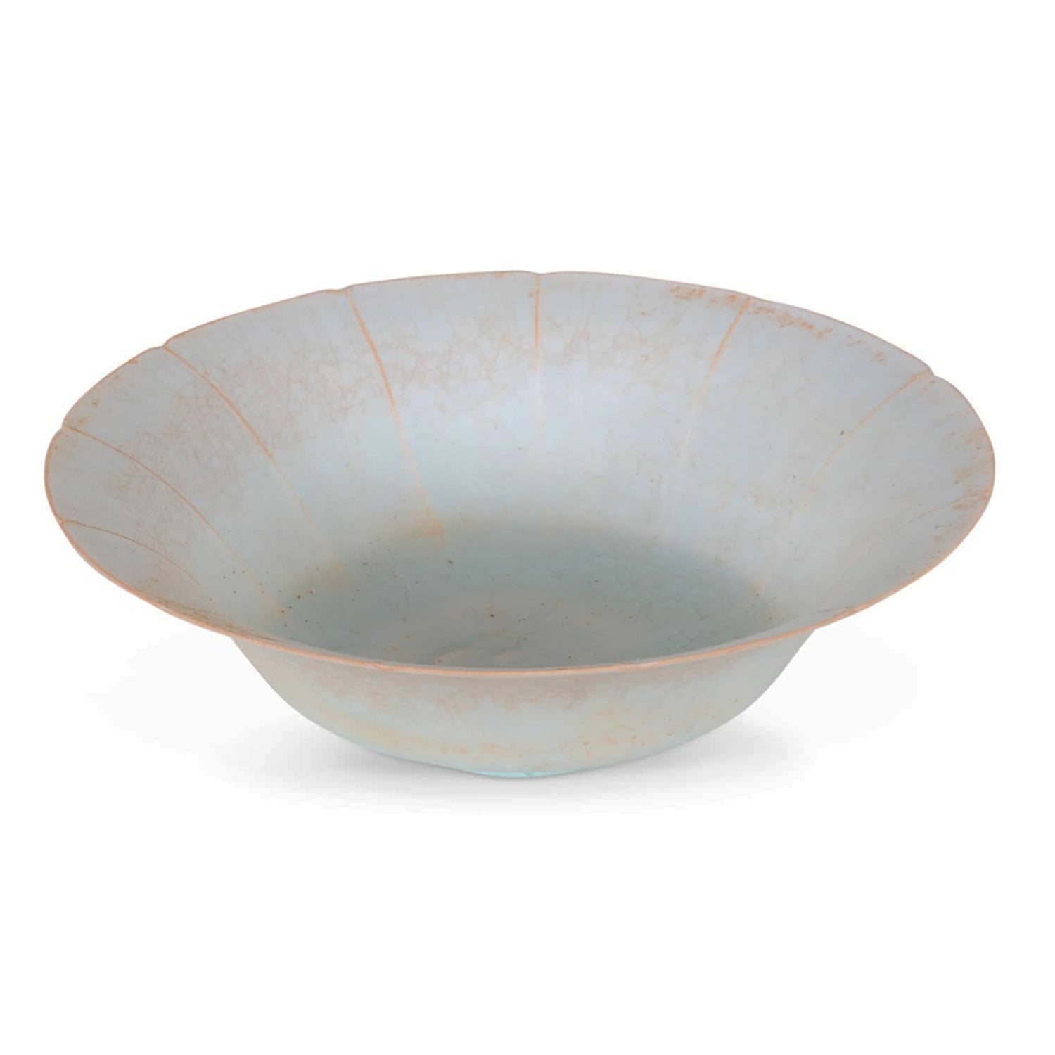 Porcelain hand made Celadon Bowl with Etched Design, 9"dia