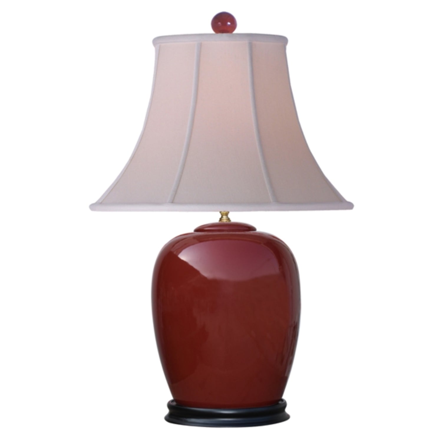 Porcelain Oxblood Ginger Jar Lamp, 3-way; 150w, 28"h