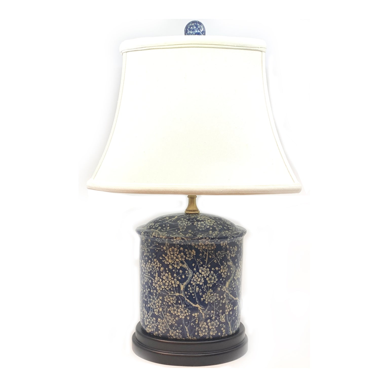 Reverse Blue & White Oval Table Lamp, 20"h