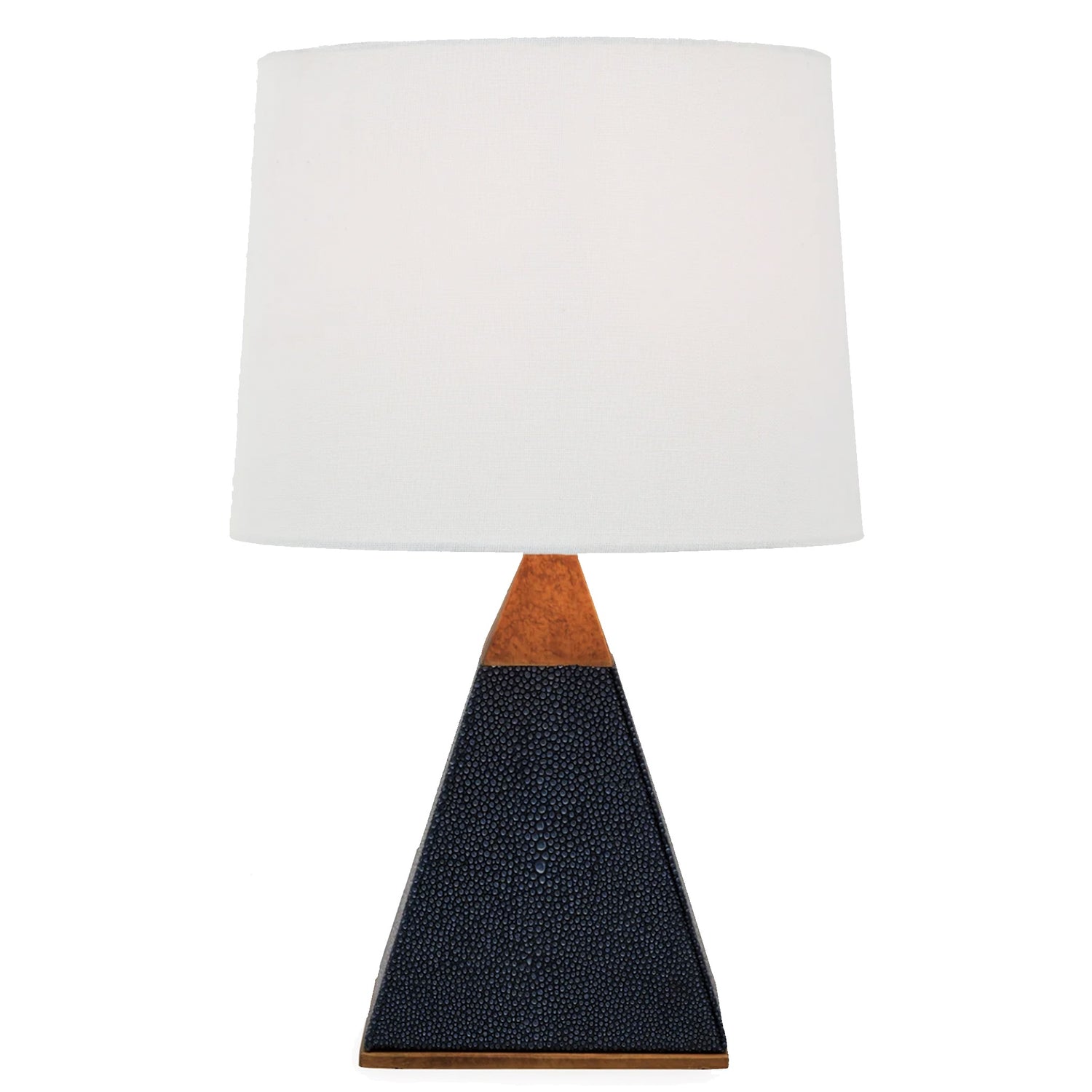 Gray Faux Shagreen Accent Lamp with Aged Brass Detail, 16"h