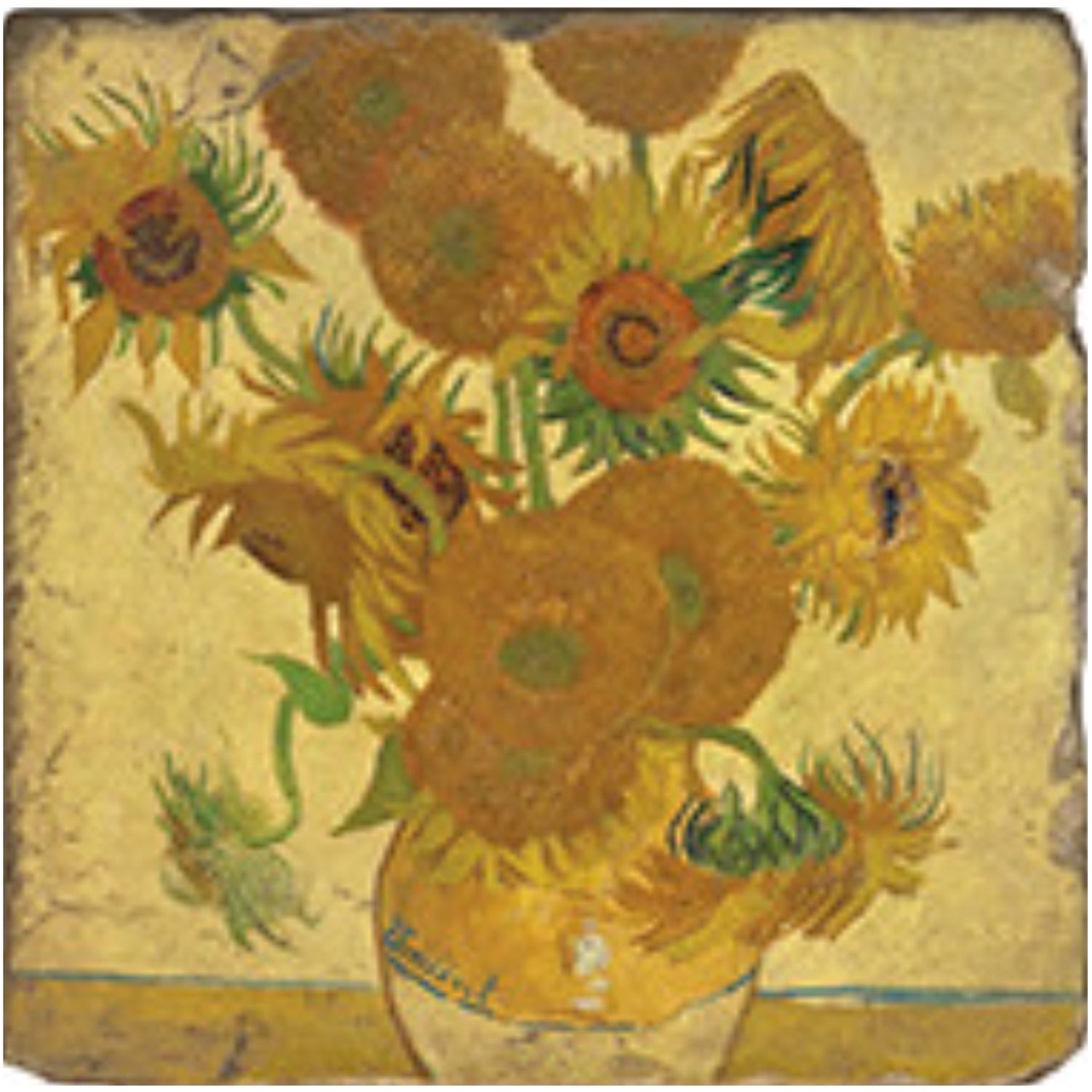 Stone Tile Coaster: Van Gogh Sunflowers