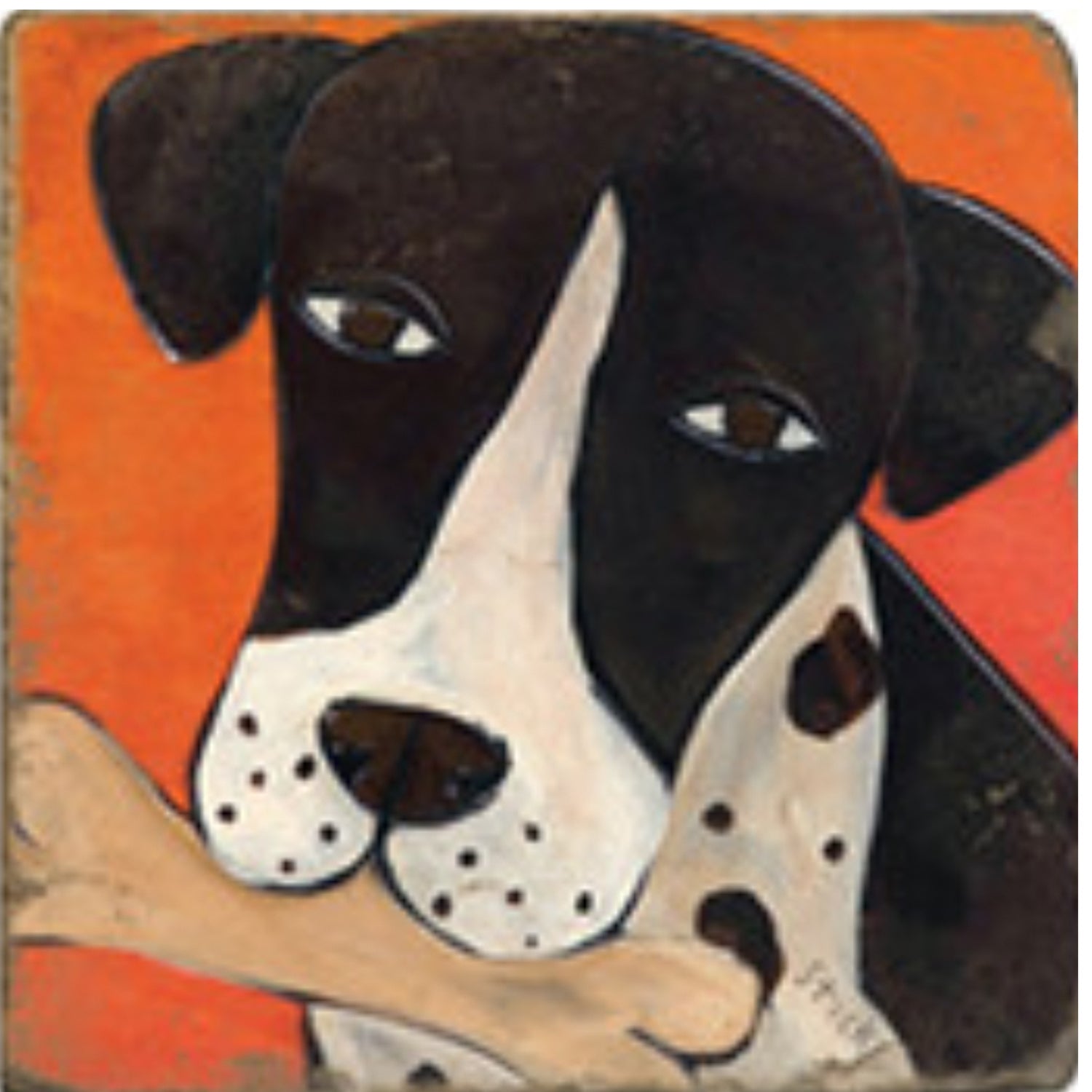 Stone Tile Coaster: Sticks Dogs II