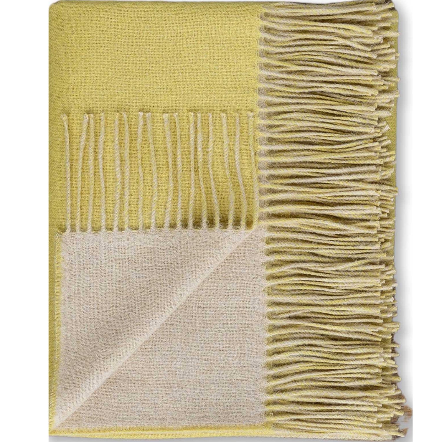 Alicia Adams Baby Alpaca Reversible Throw, French Yellow/Beige