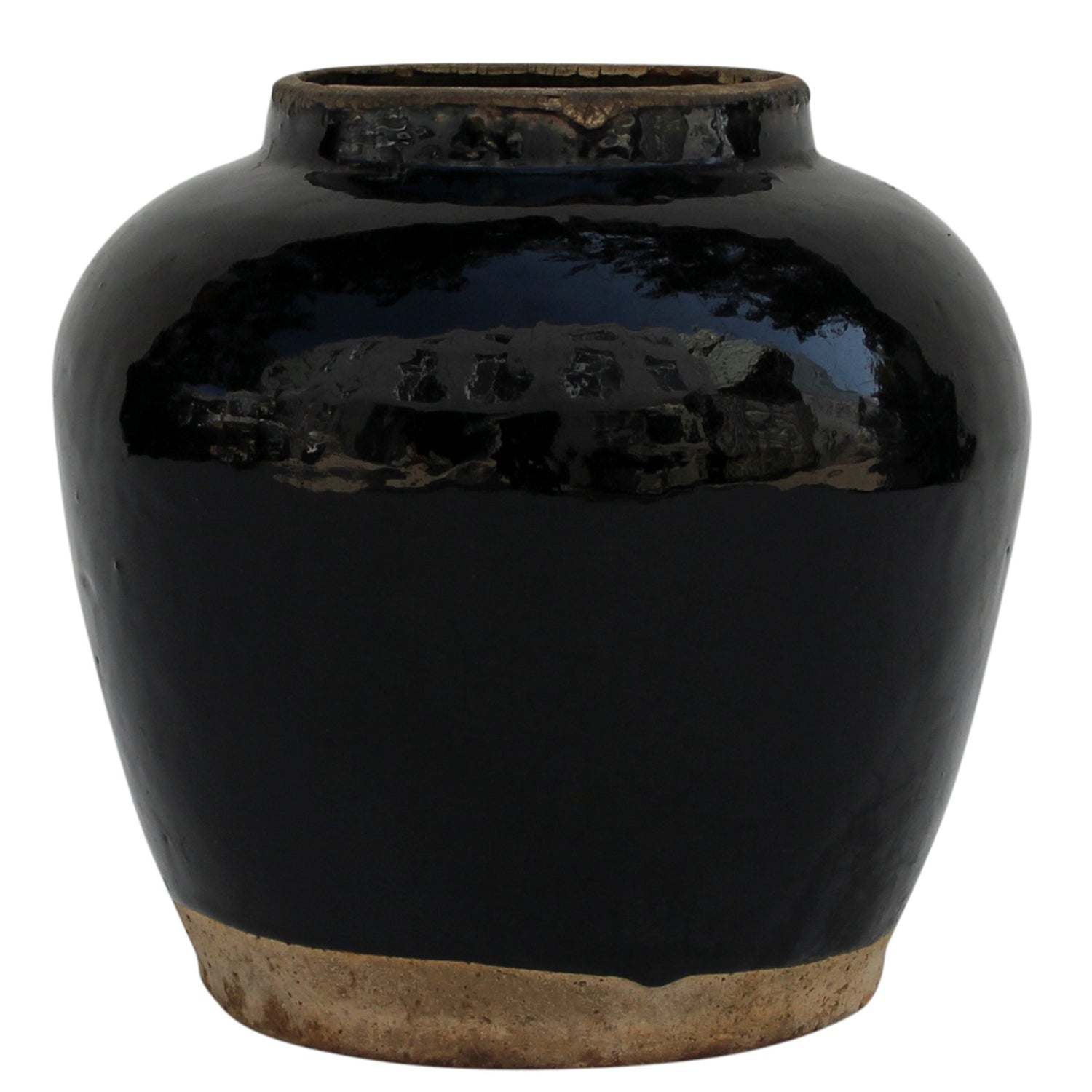 Vintage Black Glazed Obsidian Pot