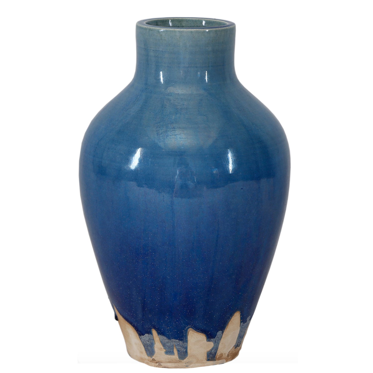 Blue Glazed Vase, 12"h