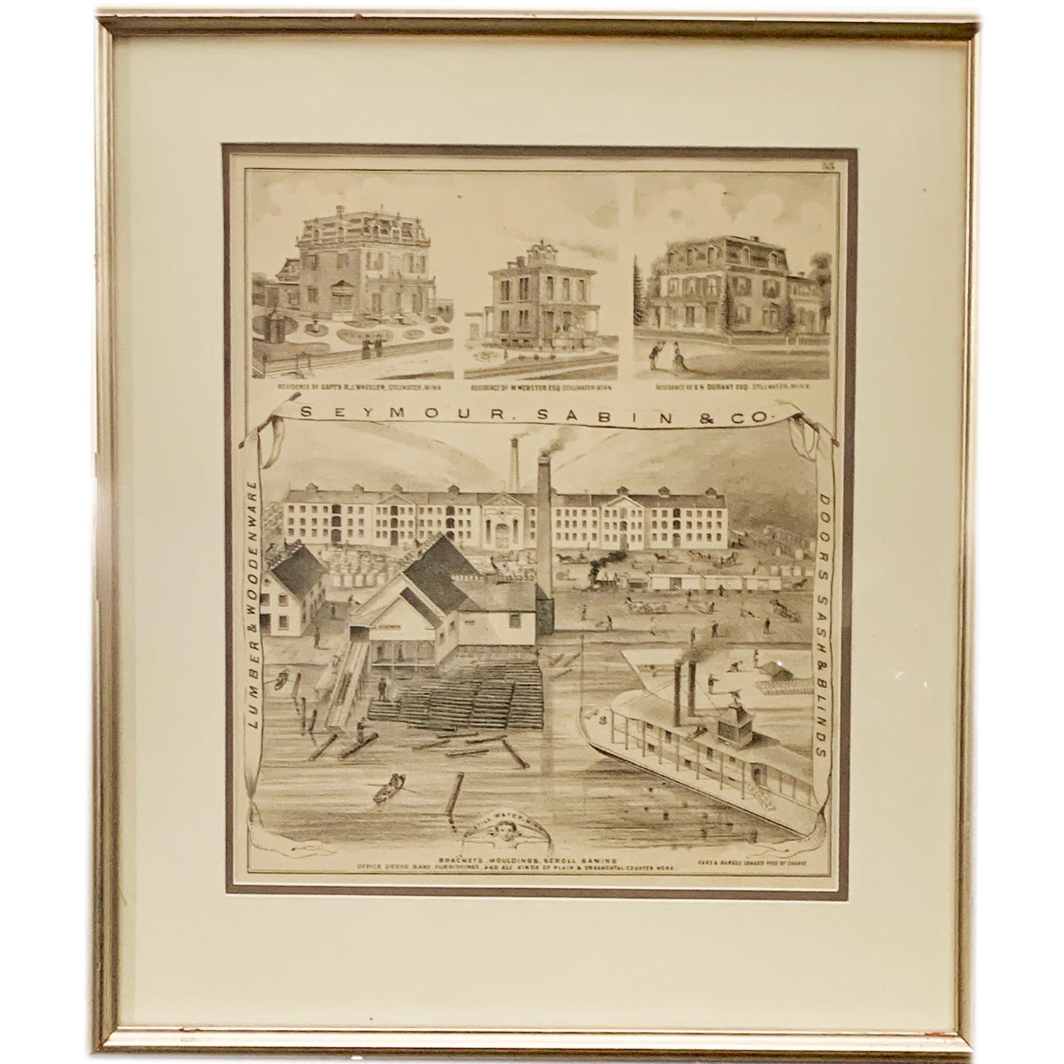 Vintage Framed Stillwater Historical Print