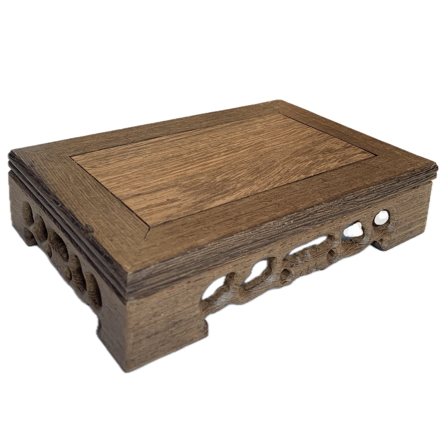 Carved Wood Rectangular Riser, 6.75 x 4.25 x 1.5"h