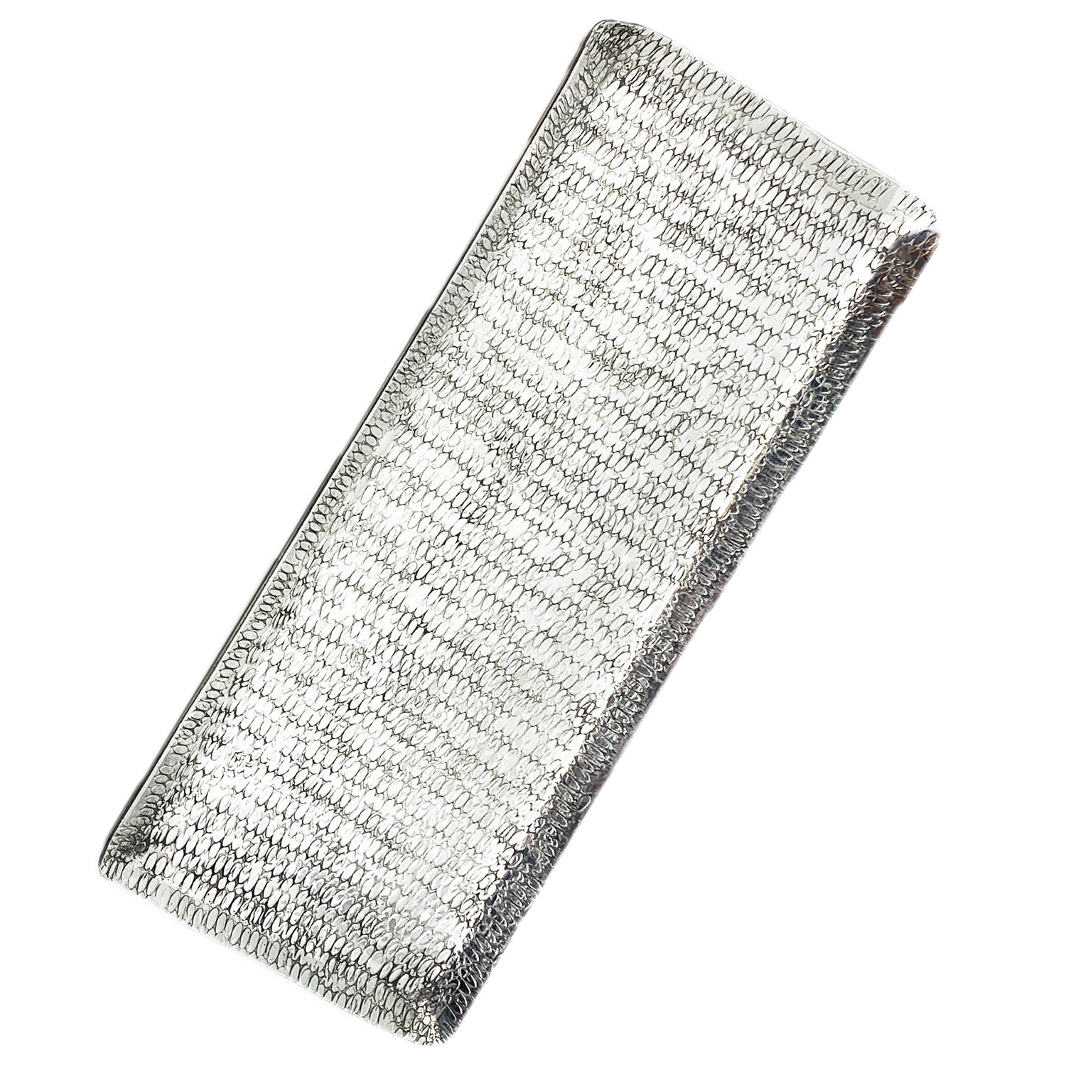 Rectangular Hammered Aluminum Tray, Food Safe, 12" x 5"