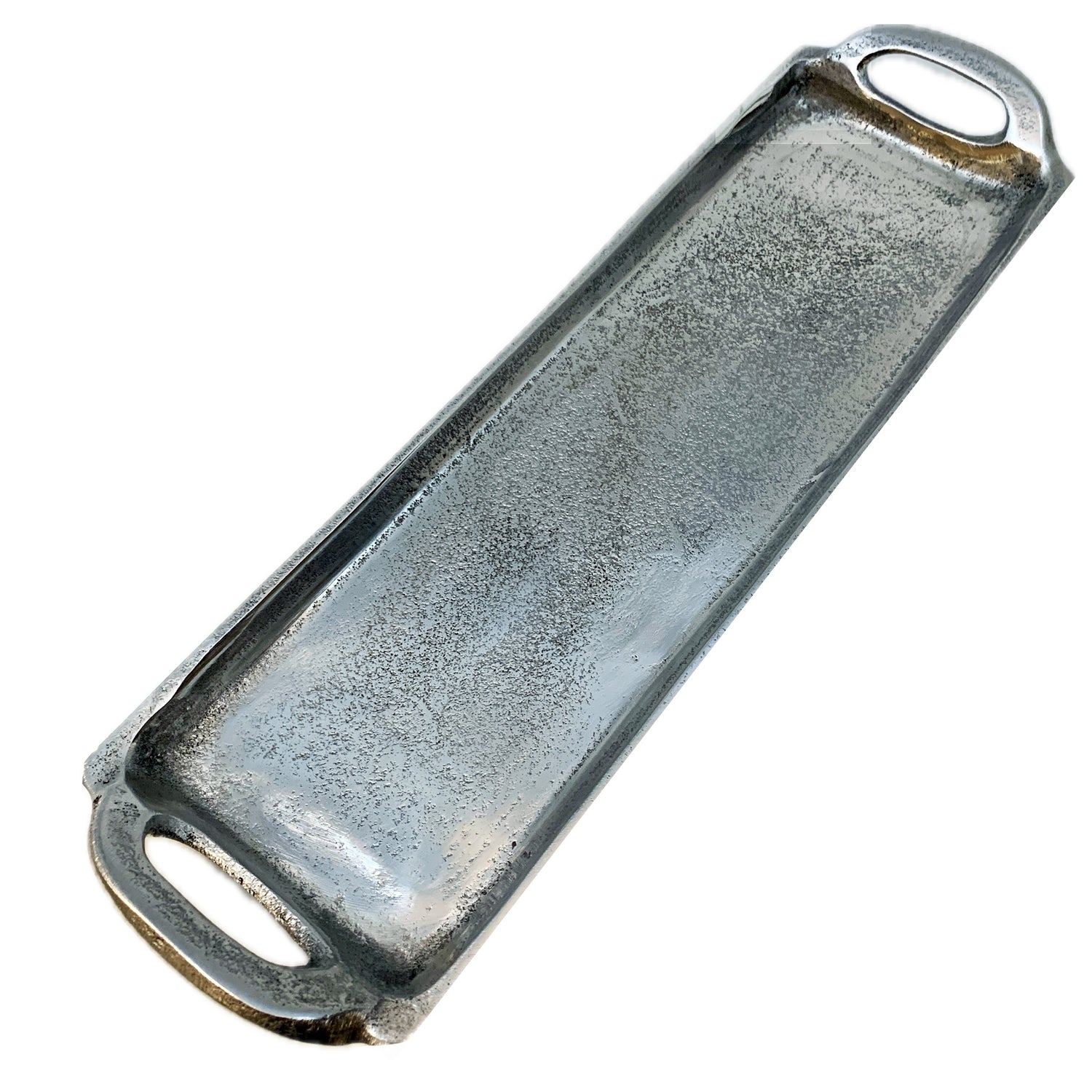 Hammered Aluminum Tray with Handles, 13.75"w x 4"d
