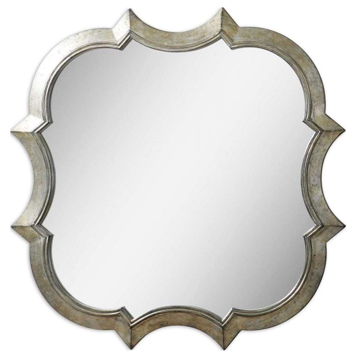 Champagne-finished Wood Framed Mirror, 42"dia