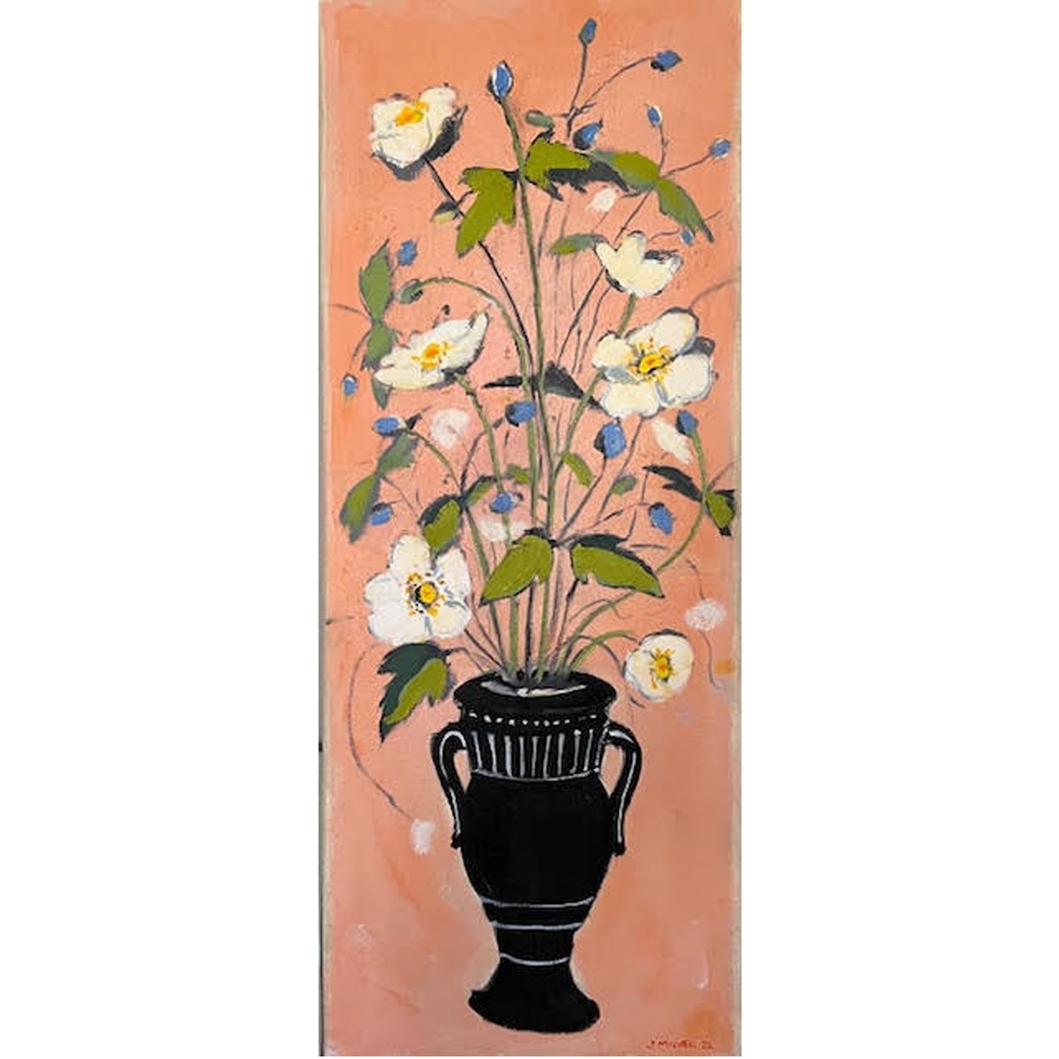 Greek Vase With Japanese Anemone, 2025, Jill Michell, oil on canvas