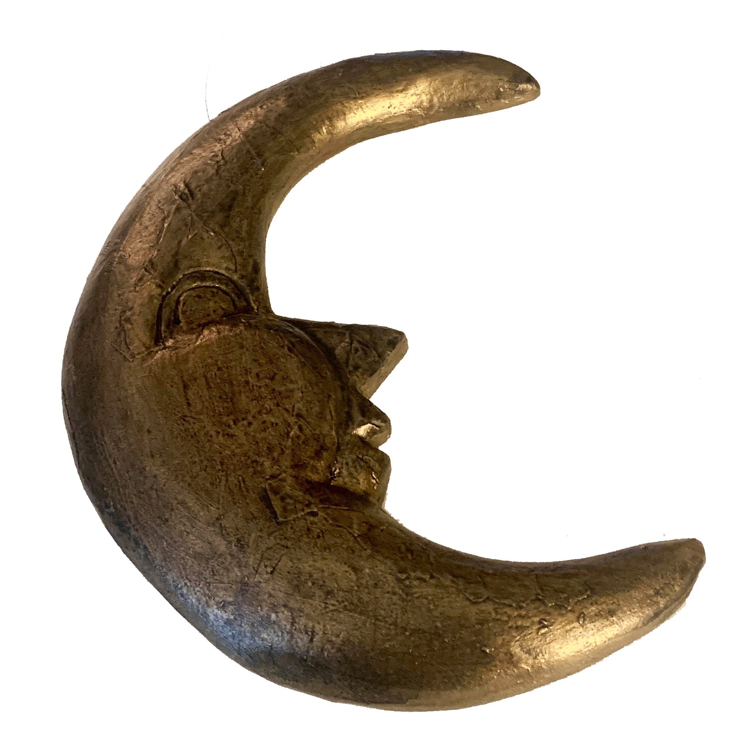 Carved Painted Wood Moon