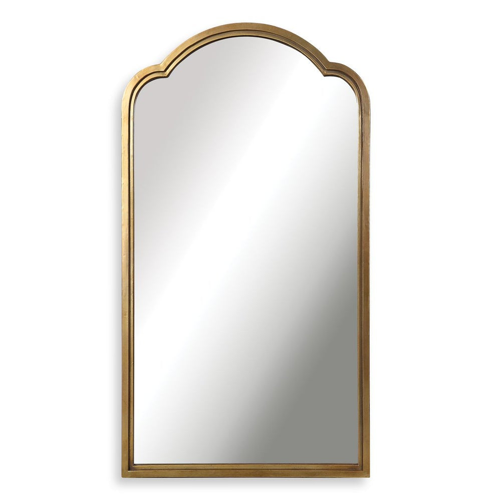 Metallic Antiqued-Gold-Finished Iron Double Framed Arch Mirror, 37"w x 2"d x 66"h