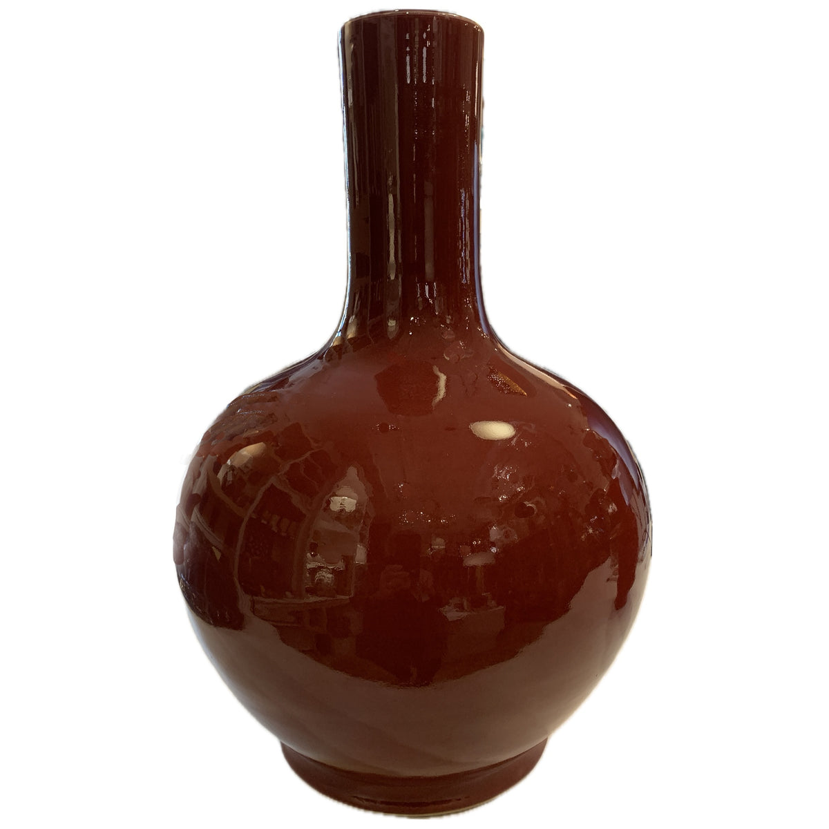 Sang de Boeuf Glaze Shangping Vase, 12"dia x 17.5"h