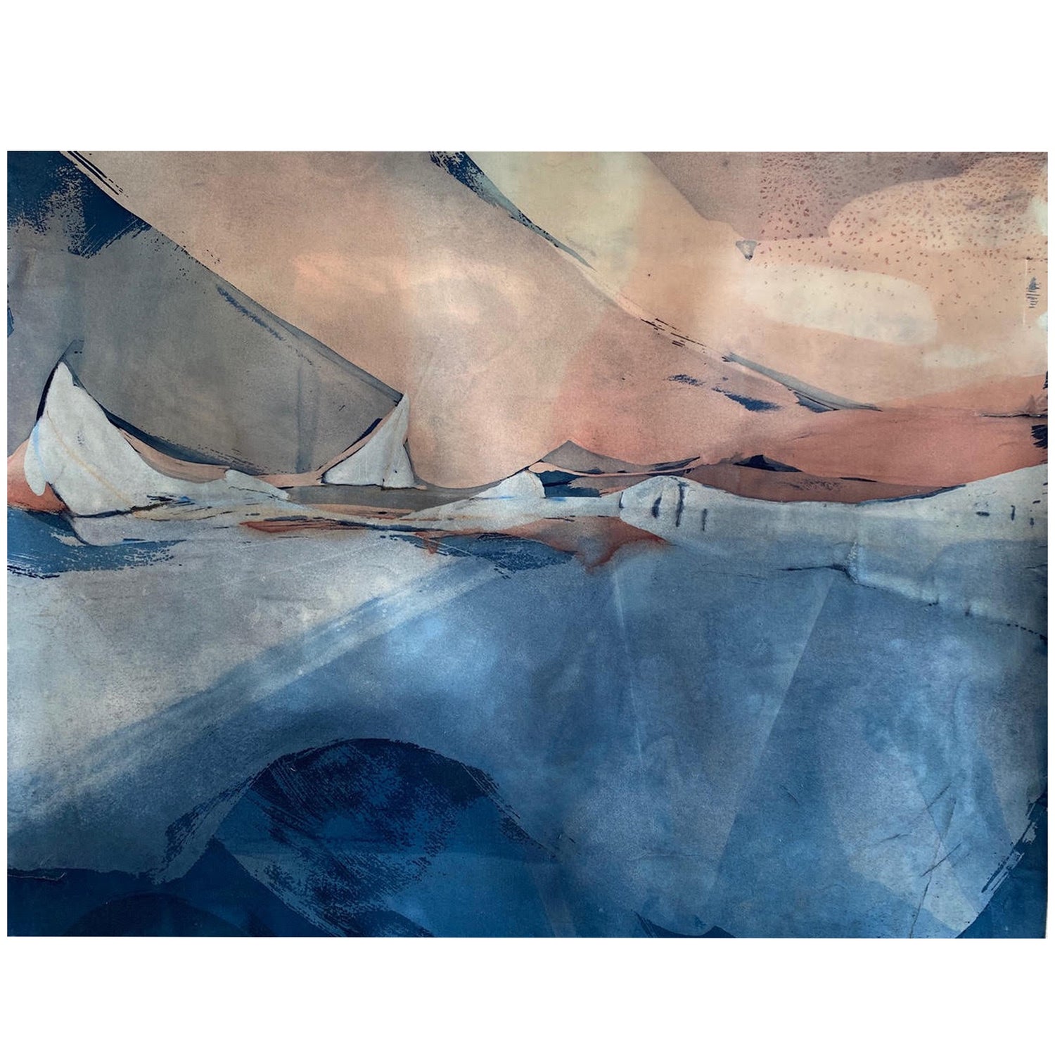 Aloft, Emily Donovan, Natural Dye and Pigment on Paper (Madder Root, Indigo), Framed in Maple