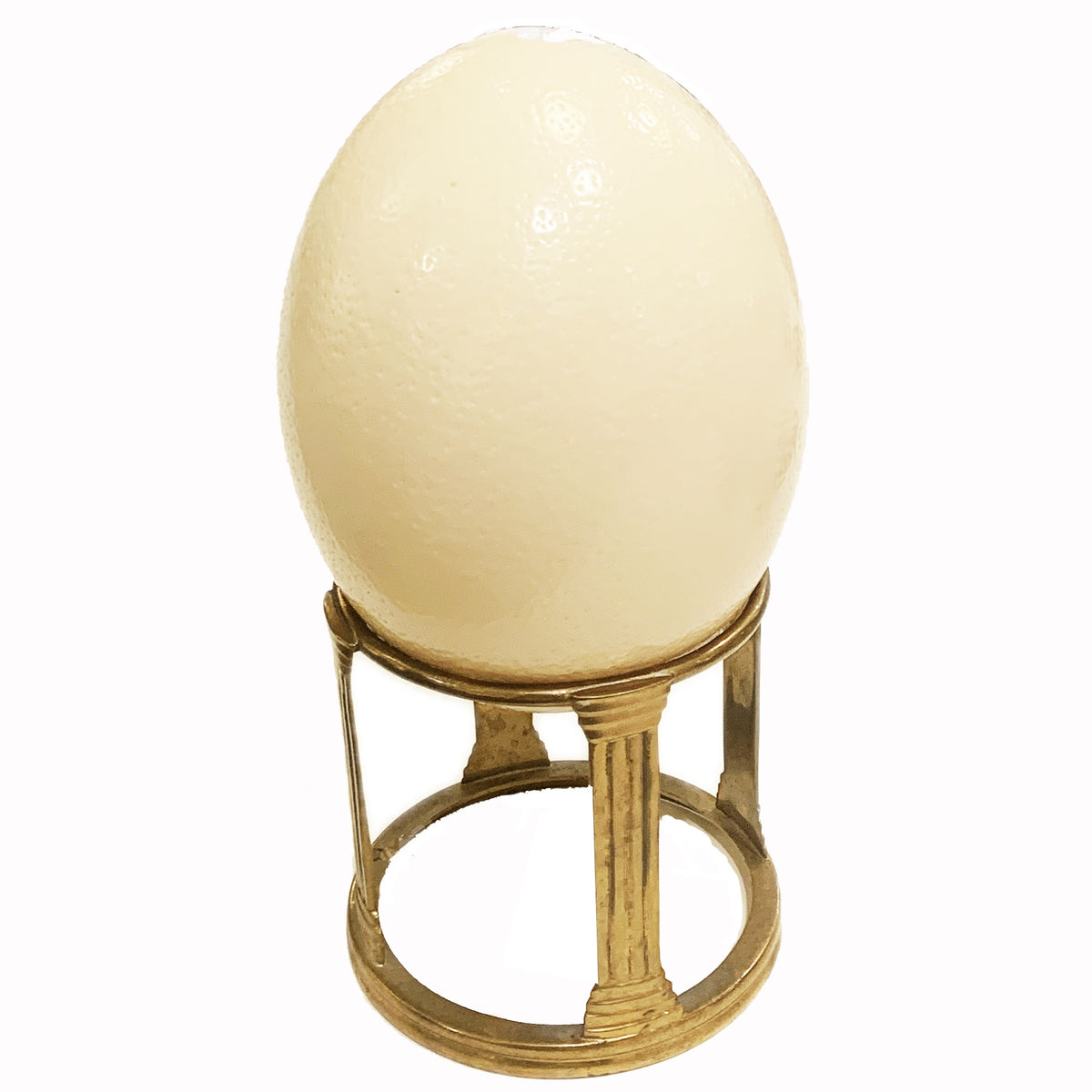 Ostrich Egg on Vintage Brass Stand, 9"h