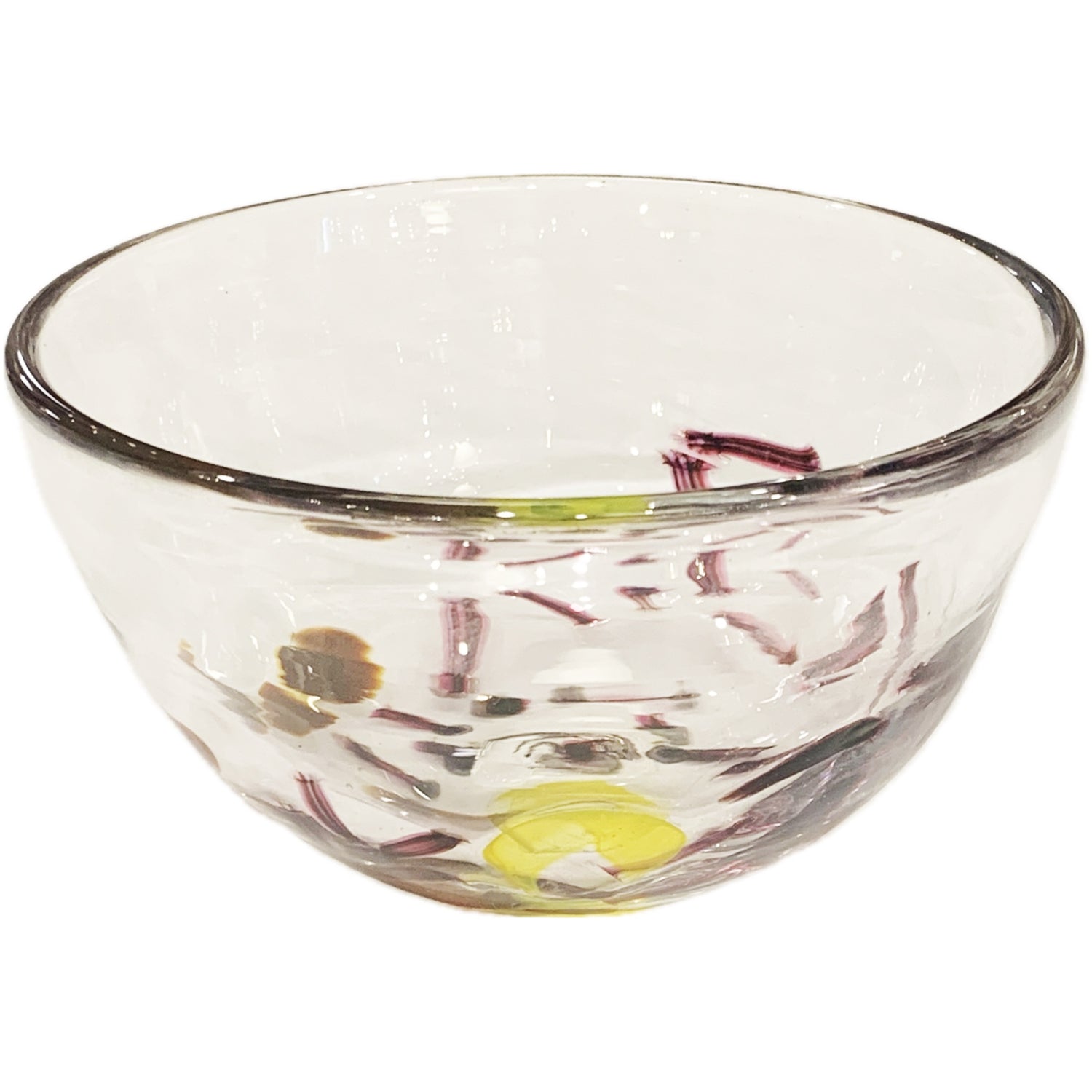 Isaac Theobald Small Hand Blown Confetti Bowl with Purple & Yellow