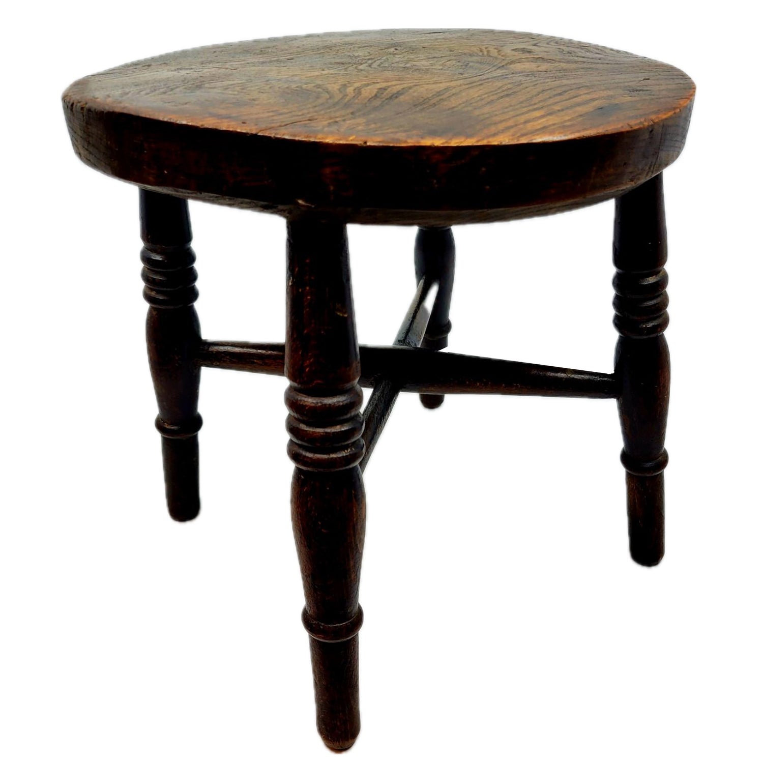 Antique English Oak Pub Stool c.1900
