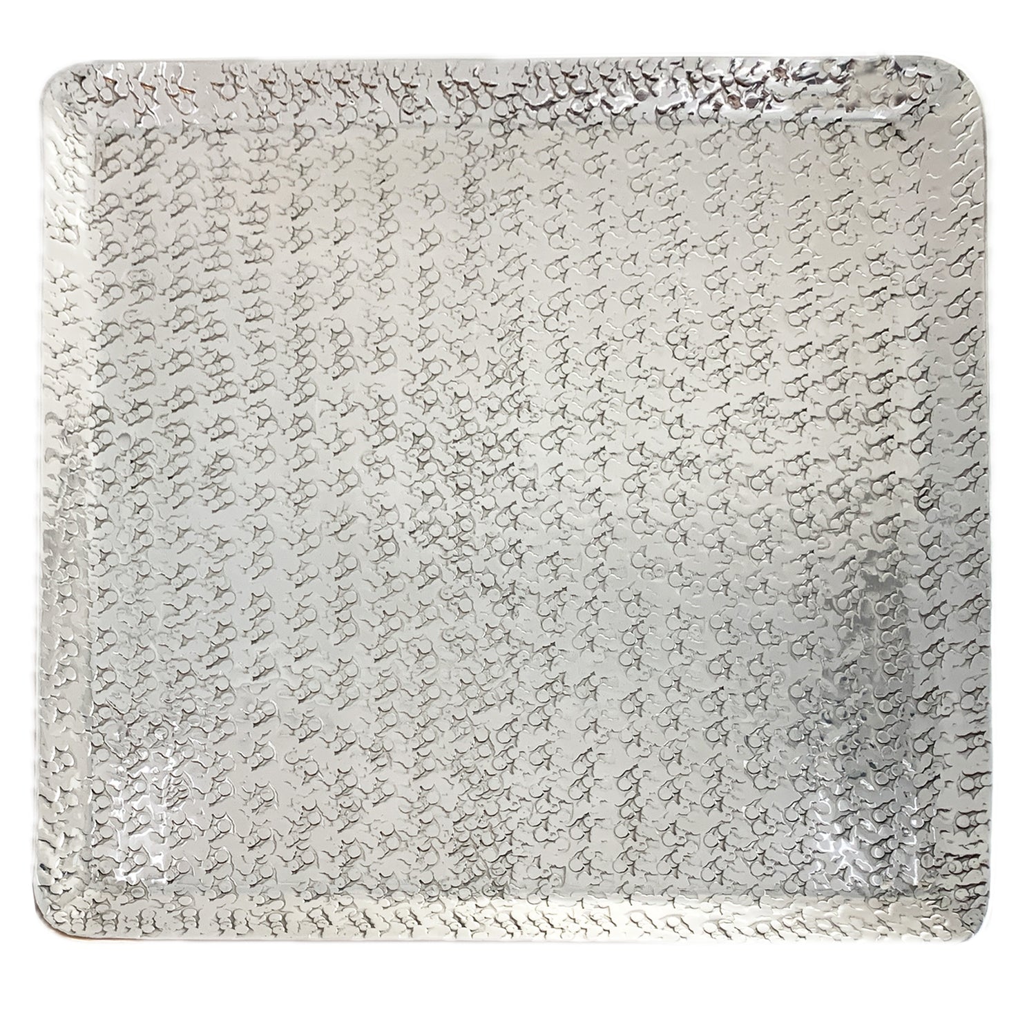 Hammered Polished Aluminum Tray, Food Safe, 11.5"Sq.