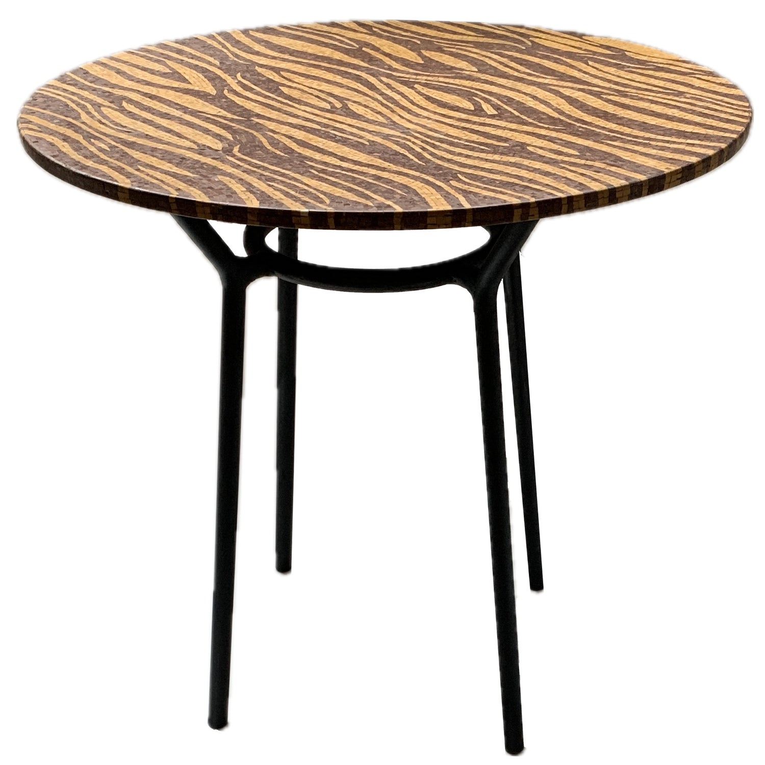 Tiger Pattern Mosaic Table with Iron Base