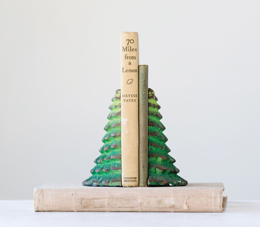 Cast Iron Tree Bookends, pair