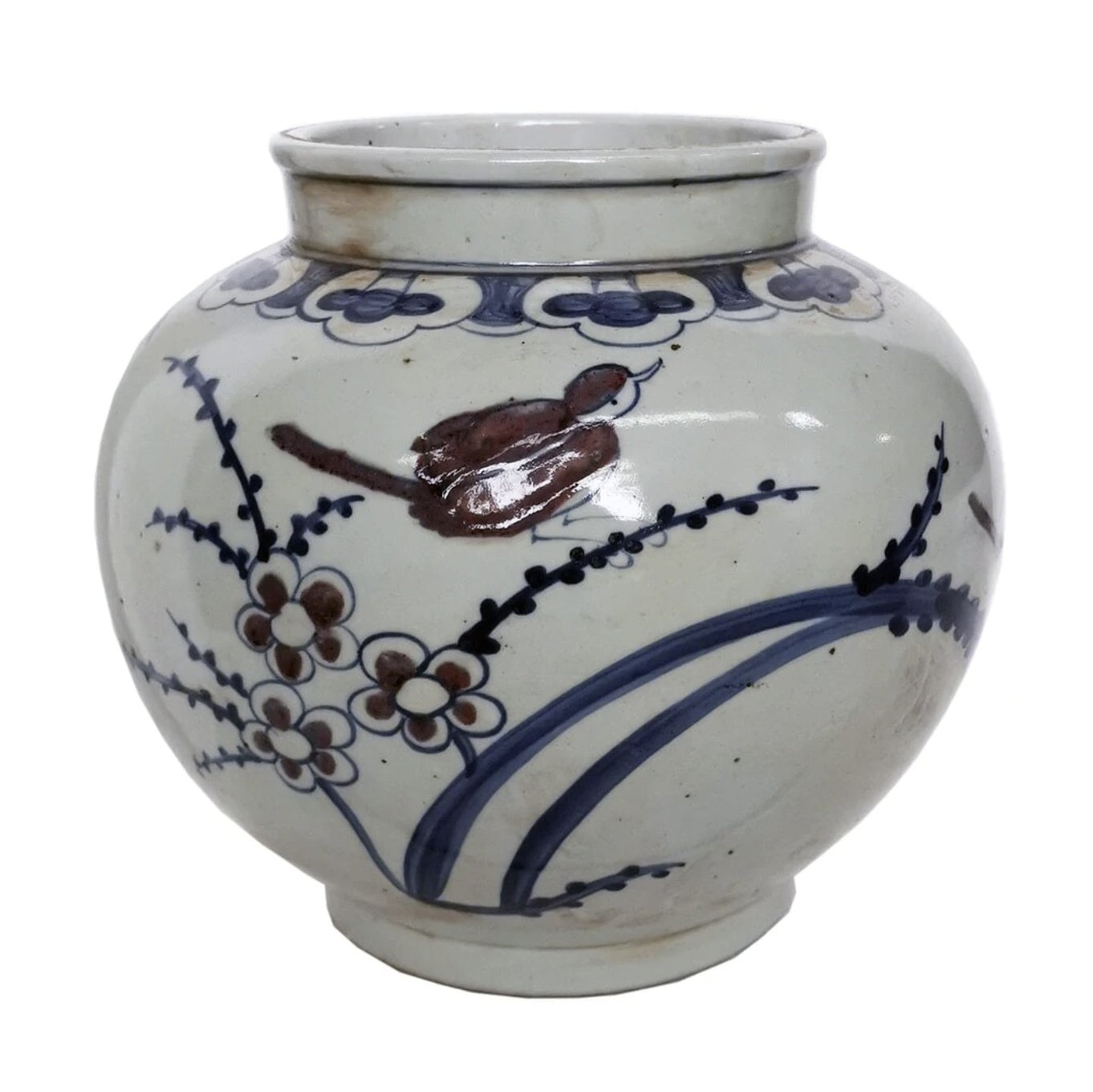 Blue + White Jar with Red Bird