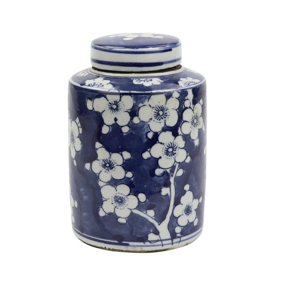 Blue + White Plum Tea Jar
