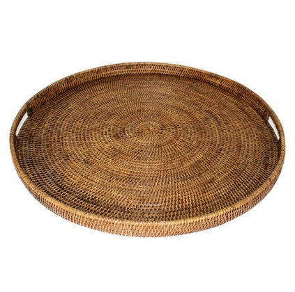 Round Woven Tray with Handles, Myanmar, 26"